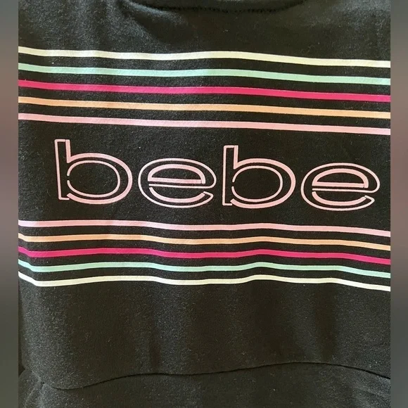 NWT Bebe black hoodie with colorful stripes size L - Picture 8 of 10